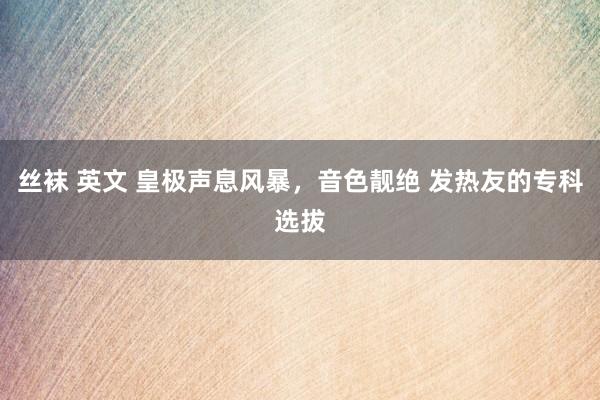 丝袜 英文 皇极声息风暴，音色靓绝 发热友的专科选拔