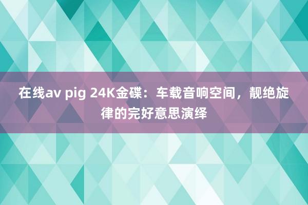 在线av pig 24K金碟：车载音响空间，靓绝旋律的完好意思演绎