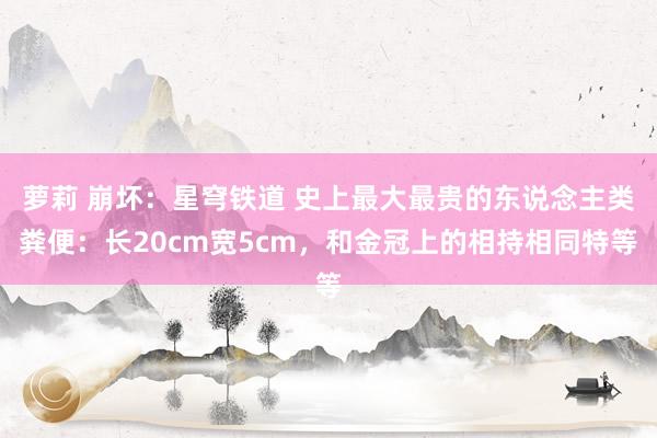 萝莉 崩坏：星穹铁道 史上最大最贵的东说念主类粪便：长20cm宽5cm，和金冠上的相持相同特等
